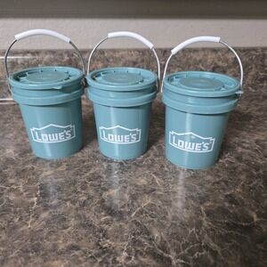 Lowe's Mini Buckets Limited Edition Teal Blue w / Lid Set of 3 Food Safe